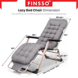 Foldable Lazy Chair Adjustable Lounge Reclining Bed for Office Balcony Garden Beach Camping with Cotton Pad - Image 6