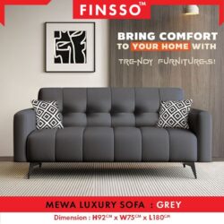 [NEW!!  ] Finsso: MEWA sofa Luxury Style with Anti-Scratching Leather with tall backrest 3 seater sofa/ 2 seater sofa - Image 4
