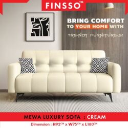 [NEW!!  ] Finsso: MEWA sofa Luxury Style with Anti-Scratching Leather with tall backrest 3 seater sofa/ 2 seater sofa - Image 3