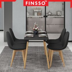 Finsso: Eames Dining Table Set Rectangular Modern Meja Makan /4 kerusi makan/ Dining Set - Image 4