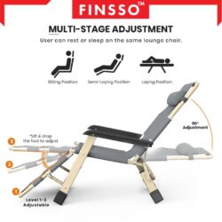 Foldable Lazy Chair Adjustable Lounge Reclining Bed for Office Balcony Garden Beach Camping with Cotton Pad - Image 8