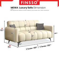 [NEW!!  ] Finsso: MEWA sofa Luxury Style with Anti-Scratching Leather with tall backrest 3 seater sofa/ 2 seater sofa - Image 9