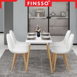 Finsso: Eames Dining Table Set Rectangular Modern Meja Makan /4 kerusi makan/ Dining Set - Image 3