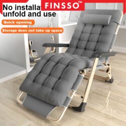 Foldable Lazy Chair Adjustable Lounge Reclining Bed for Office Balcony Garden Beach Camping with Cotton Pad - Image 2
