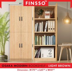 Osaka Modern Large Bookshelf / Book Cabinet with 4 Door File Rack / File Cabinet Shelves/ Rak Buku - Image 7