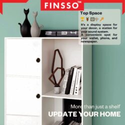 [New ✅] Finsso: 5 Tier Wooden Bookshelf with 3 Doors/ Almari Buku Budak/ Rak Buku Bertutup/ Rak Dapur/ Storage Cabinet - Image 4