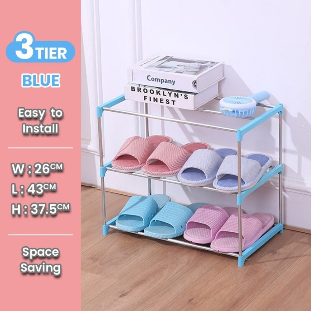 FESCUE 3 Layer Metal Shoe Rack Multifunction Simple Bathroom Organiser Multi Tier Layer Home Furniture Shoe She - Image 7