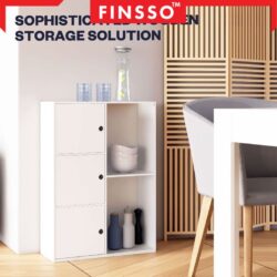 [New ✅] Finsso: 5 Tier Wooden Bookshelf with 3 Doors/ Almari Buku Budak/ Rak Buku Bertutup/ Rak Dapur/ Storage Cabinet - Image 5