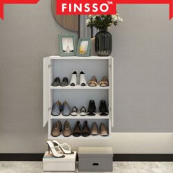 [NEW ✅] Finsso: Norhill Wall Shoe Cabinet with Shelf/ Wooden Shoe Organizer/ shoe rack storage/ kabinet rak kasut - Image 3