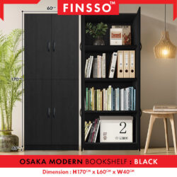 Osaka Modern Large Bookshelf / Book Cabinet with 4 Door File Rack / File Cabinet Shelves/ Rak Buku - Image 8