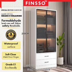 E1 Grade Big Size Umia Aluminium Glass Wardrobe /almari baju with E1 Board (customize available) - Image 4