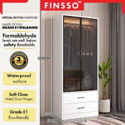 E1 Grade Big Size Umia Aluminium Glass Wardrobe /almari baju with E1 Board (customize available) - Image 2