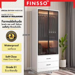 E1 Grade Big Size Umia Aluminium Glass Wardrobe /almari baju with E1 Board (customize available) - Image 3