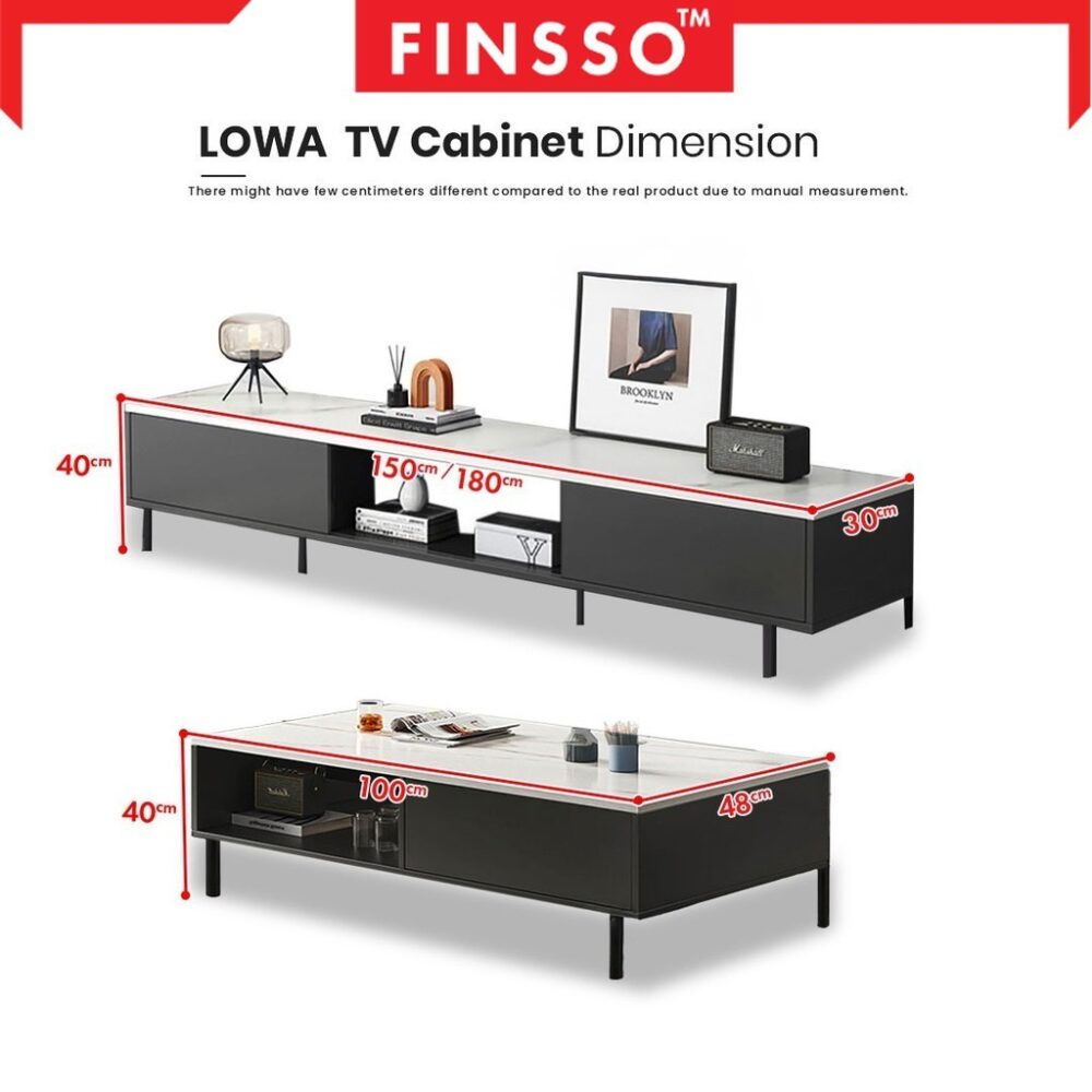Iowa TV cabinet and coffee table with Marble texture / kabinet tv modern with storage besar / rak tv - Image 5
