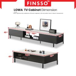 Iowa TV cabinet and coffee table with Marble texture / kabinet tv modern with storage besar / rak tv - Image 5
