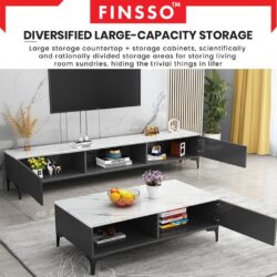 Iowa TV cabinet and coffee table with Marble texture / kabinet tv modern with storage besar / rak tv - Image 3