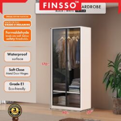 E1 Grade Big Size ALMO Aluminium Glass Wardrobe /almari baju with E1 Board (customize available)