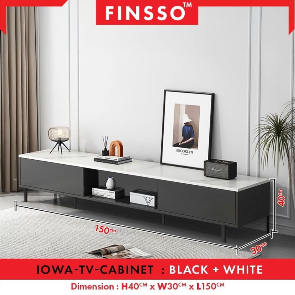 Iowa TV cabinet and coffee table with Marble texture / kabinet tv modern with storage besar / rak tv - Image 8