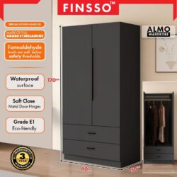 E1 Grade Big Size ALMO Aluminium Glass Wardrobe /almari baju with E1 Board (customize available) - Image 3
