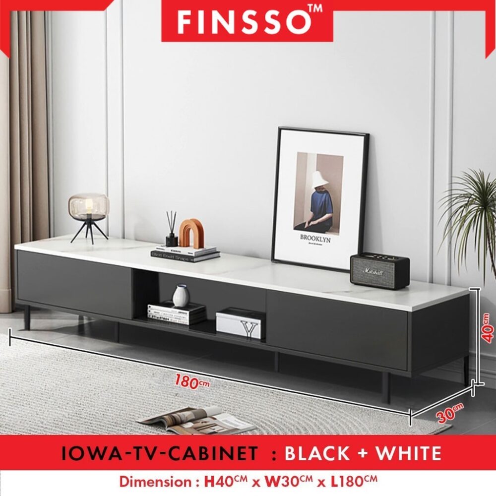 Iowa TV cabinet and coffee table with Marble texture / kabinet tv modern with storage besar / rak tv - Image 7