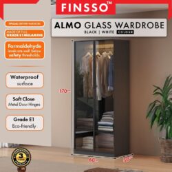 E1 Grade Big Size ALMO Aluminium Glass Wardrobe /almari baju with E1 Board (customize available) - Image 7