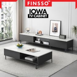 Iowa TV cabinet and coffee table with Marble texture / kabinet tv modern with storage besar / rak tv