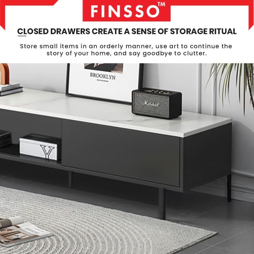 Iowa TV cabinet and coffee table with Marble texture / kabinet tv modern with storage besar / rak tv - Image 2