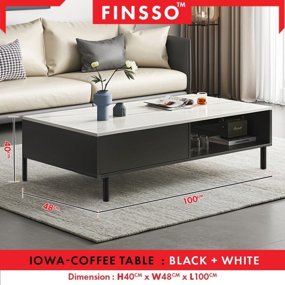 Iowa TV cabinet and coffee table with Marble texture / kabinet tv modern with storage besar / rak tv - Image 6