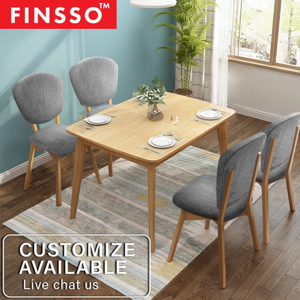 Ganda Rubber Solid Wood Dining Table Set With 4 Chairs/ meja makan/ 餐桌 - Image 2