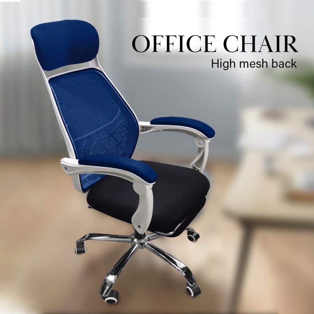 Office Chair With Leg Rest - Fagelbo Black / White Frame Designer High Mesh Back - Image 2