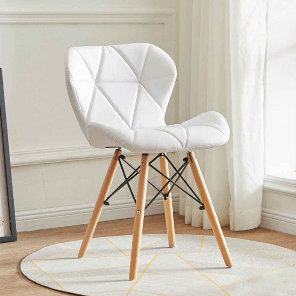 DUXE CHAIR WITH LEATHER CUSHION SEAT & SOLID WOOD LEG MODERN STYLE - Image 2