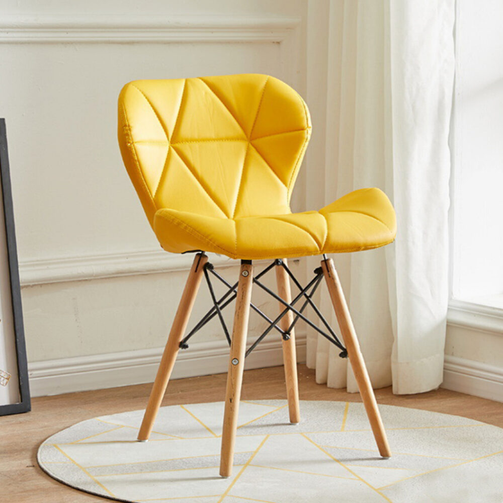 DUXE CHAIR WITH LEATHER CUSHION SEAT & SOLID WOOD LEG MODERN STYLE - Image 2