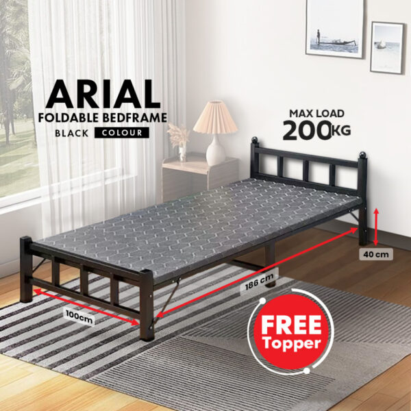 75/90/100/120 CM ARIAL bed frame WITH FREE papan atas / katil single boleh berlipat Stong & Stable