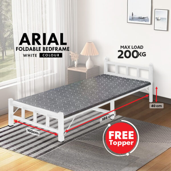 75/90/100/120 CM ARIAL bed frame WITH FREE papan atas / katil single boleh berlipat Stong & Stable