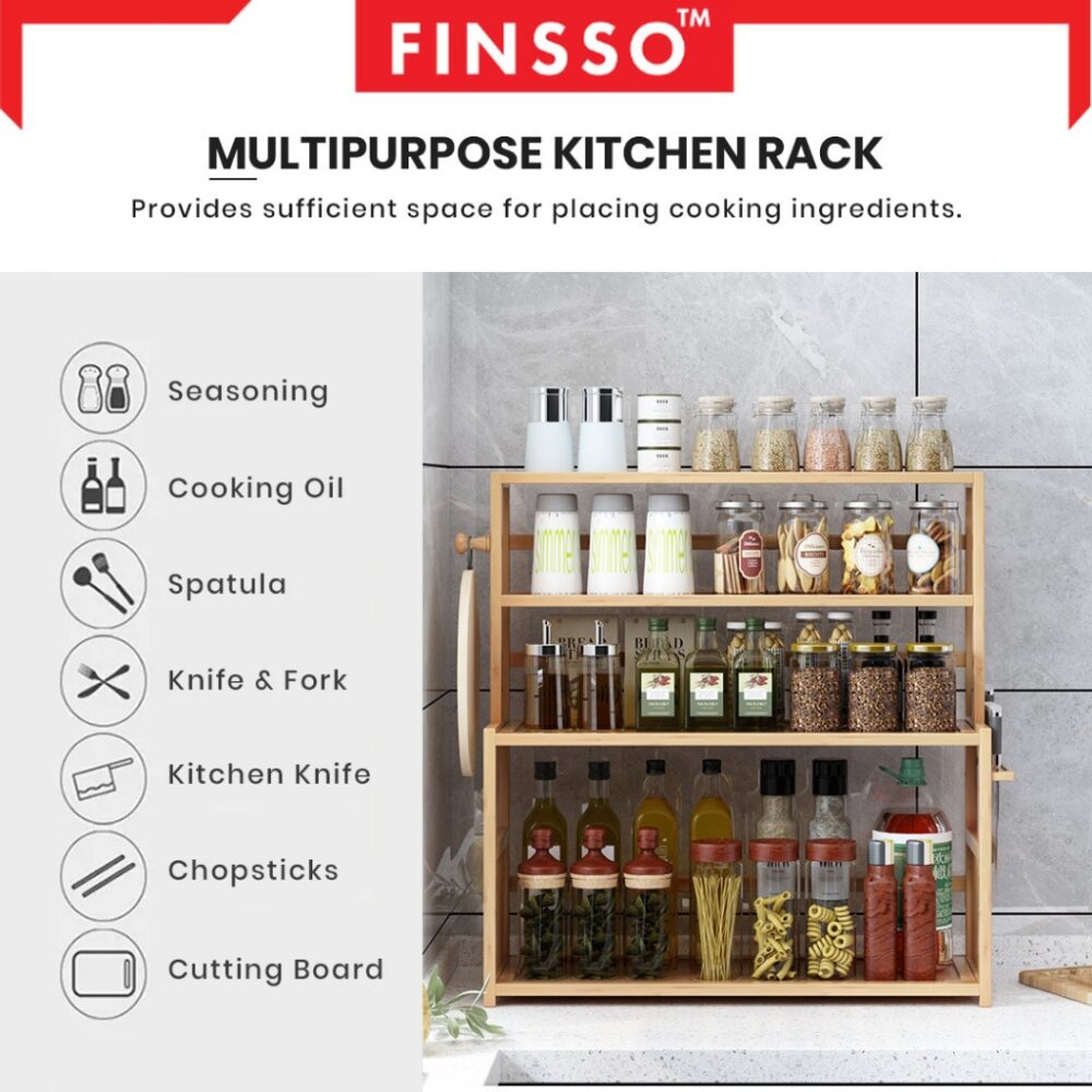 Bambusa kitchen rack rak rempah kayu - Image 3