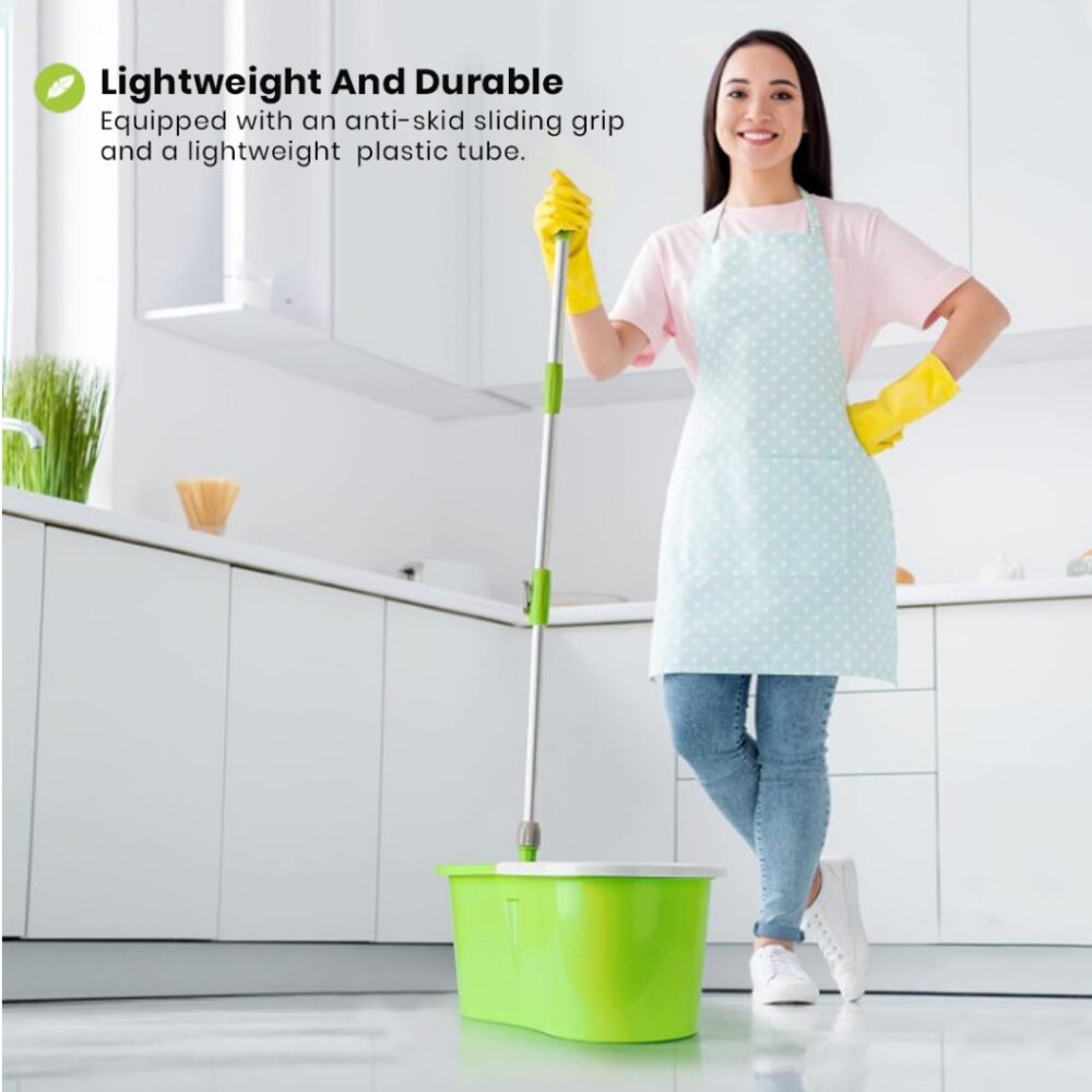Stainless Steel Spin Mop with Basket & Wheels Multiple Color Choice Semi-auto Spin Mop - Image 8