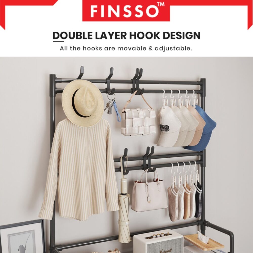 HEMNES-HOUNDSTOOTH Shoe Rack / rak baju + rak kasut 2 in 1 - Image 4