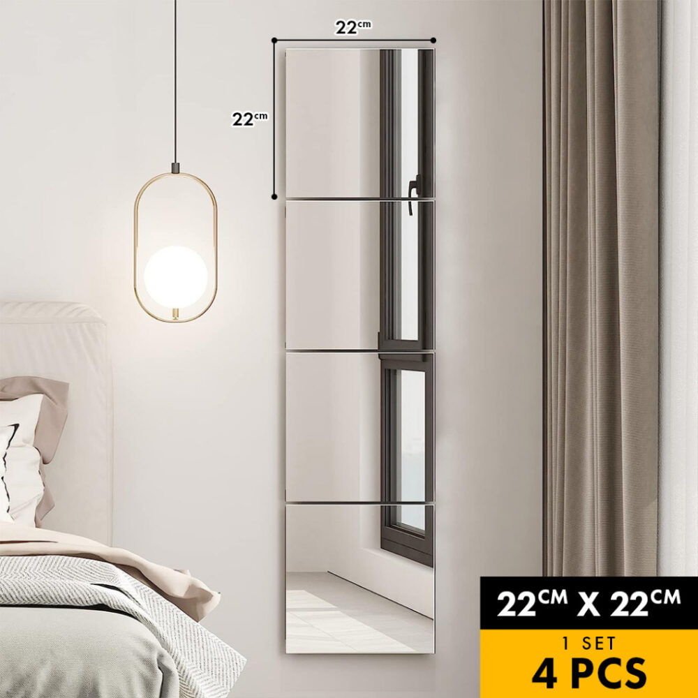 WALL MIRROR GLASS with self adhesive tape, 4pcs/pack (22x22 cm each mirror)/ CERMIN VIRAL/ CERMIN DINDING/CERMIN - Image 2