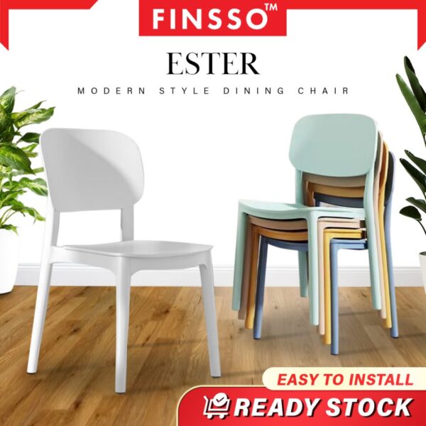 Ester Nordic Plastic chair home thickened restaurant dining table backrest chair