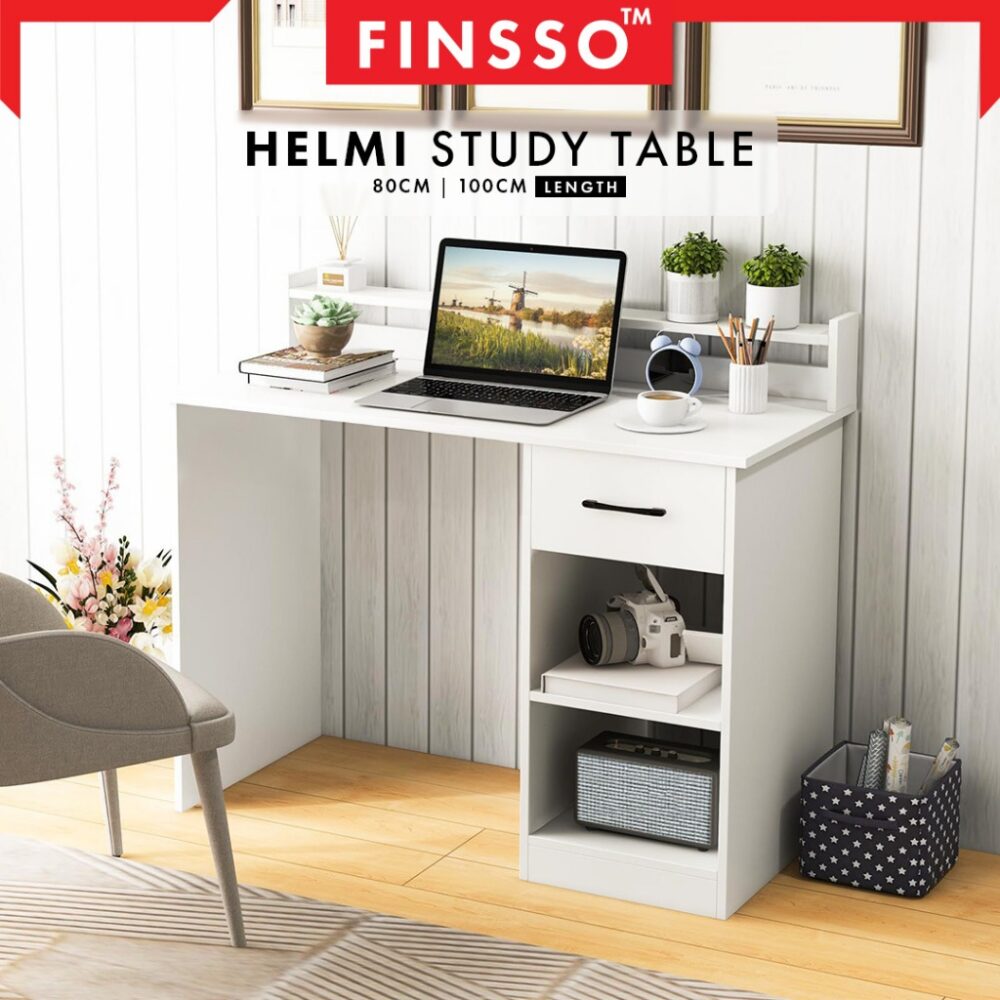 HELMI Luxury Writing Table with Drawers + storage /meja belajar/Office Table/Wood Table/ Study Table - Image 2