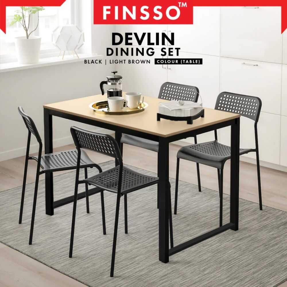 DEVLIN Contemporary Dining Set/Table with 4 Chair /Dining table / meja makan 4 kerusi - Image 2
