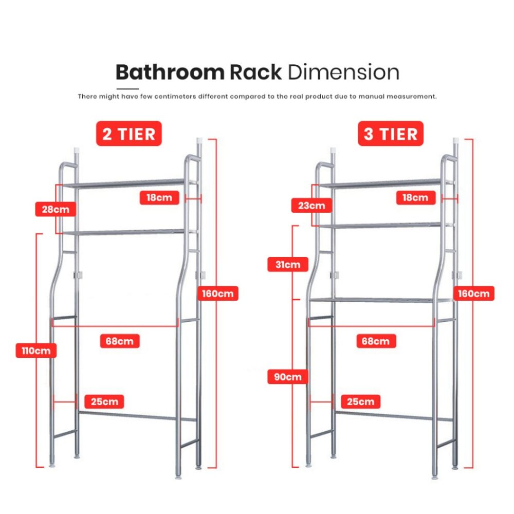 3 Tiers Shower Rak Bathroom Cabinet and Toilet Rack Organizer Bathroom Shelf Storage Shelf Shelves Shower Rack - Image 6