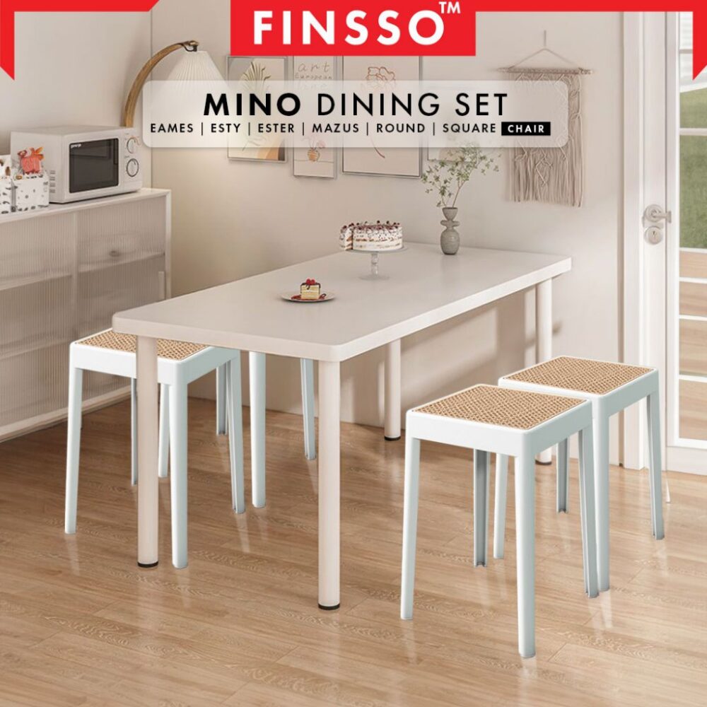 Mino Dinning Table with 4 Chair / Simple Medium Sized Dining Table & Dining Chair/Dining Set/Study Table/meja - Image 2