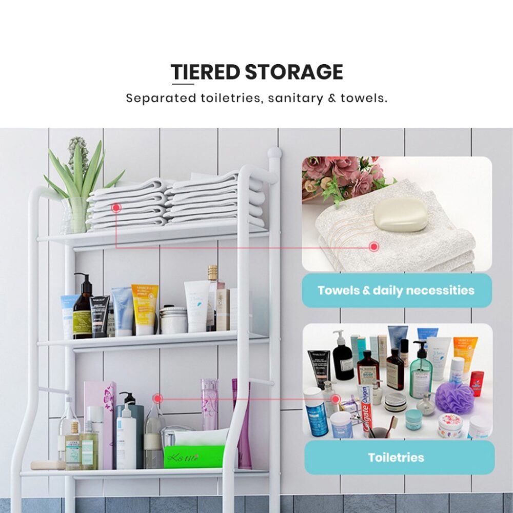 3 Tiers Shower Rak Bathroom Cabinet and Toilet Rack Organizer Bathroom Shelf Storage Shelf Shelves Shower Rack - Image 3