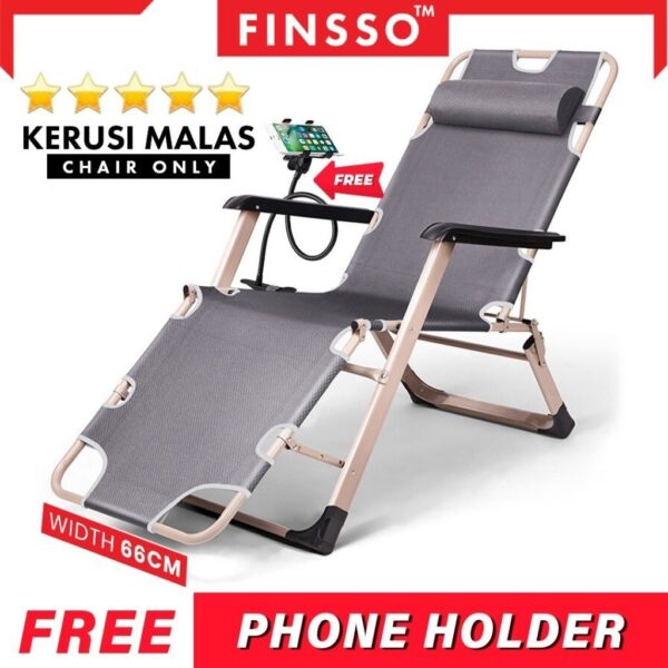 Foldable Lazy Chair Adjustable Lounge Reclining Bed for Office Balcony Garden Beach Camping with Cotton Pad