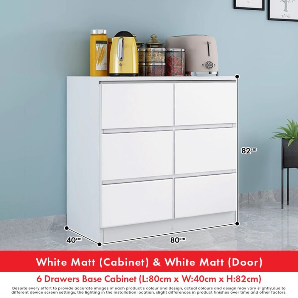 6 drawers High Gloss Kitchen Cabinet with Waterproof Surface kabinet Dapur Base Unit Almari Dapur - Image 2