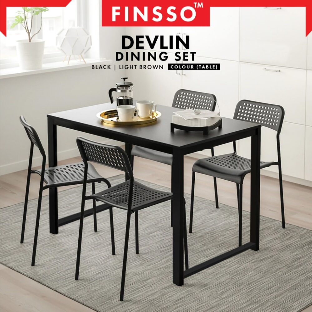 DEVLIN Contemporary Dining Set/Table with 4 Chair /Dining table / meja makan 4 kerusi - Image 2