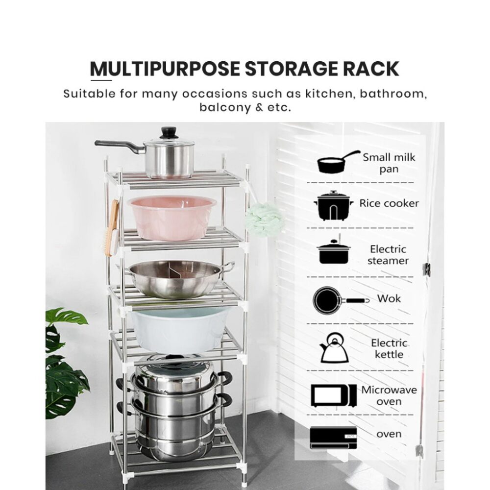 Cala Steel Pot Storage Shelf Collapsible Kitchen Accessories Dish Rack Holders Kitchenware Pan Cover - Image 6