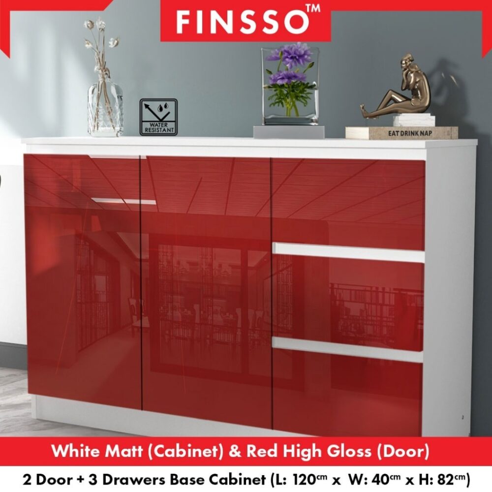 Fella Modern High Gloss kitchen cabinet with Gloss Surface / kabinet bawah table top