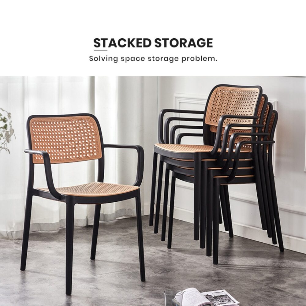 Balsam Nordic Rattan Chair Plastic Chair Backrest Chair Restaurant DiningChair Minimalist Outdoor - Image 3